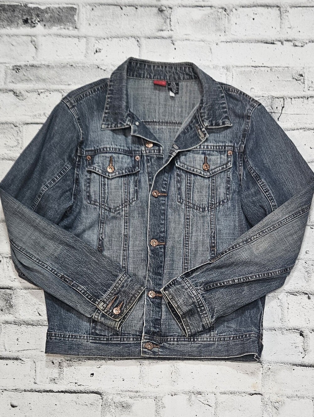 Buffalo David Bitton Denim Jacket Blue Trucker Button Front Women's Large